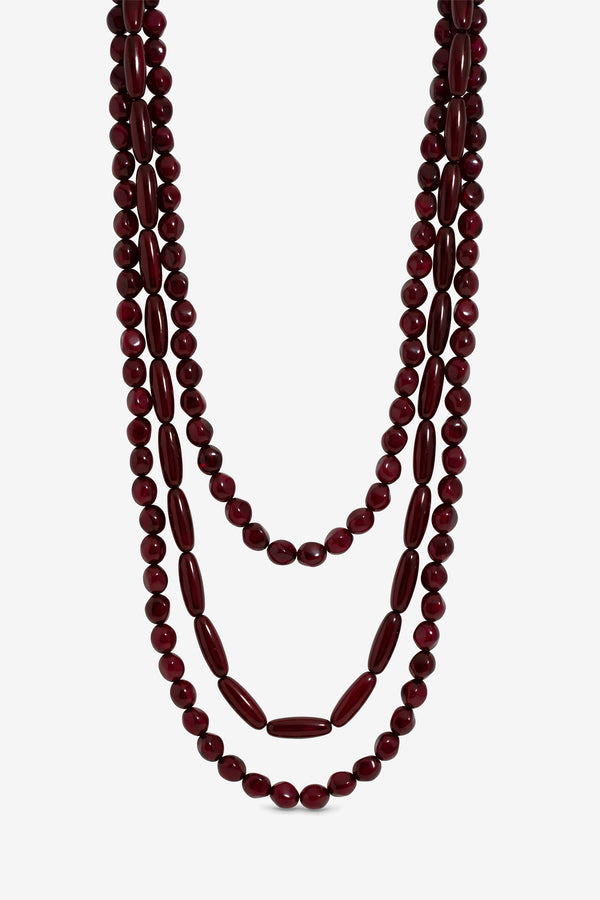 MOOD RED BEADED MULTIROW NECKLACE