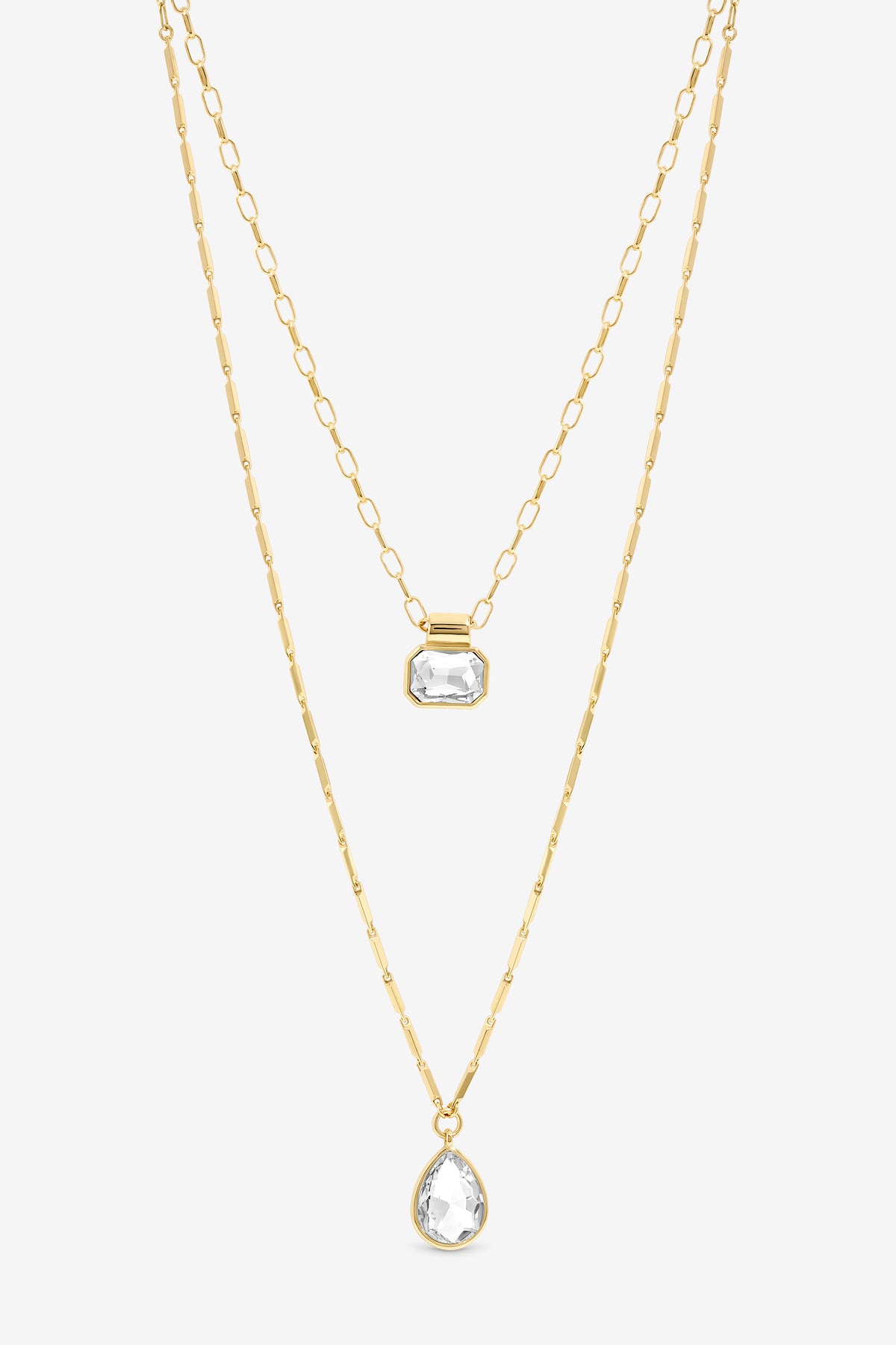 MOOD GOLD CRYSTAL DOUBLE LAYERED PENDANT