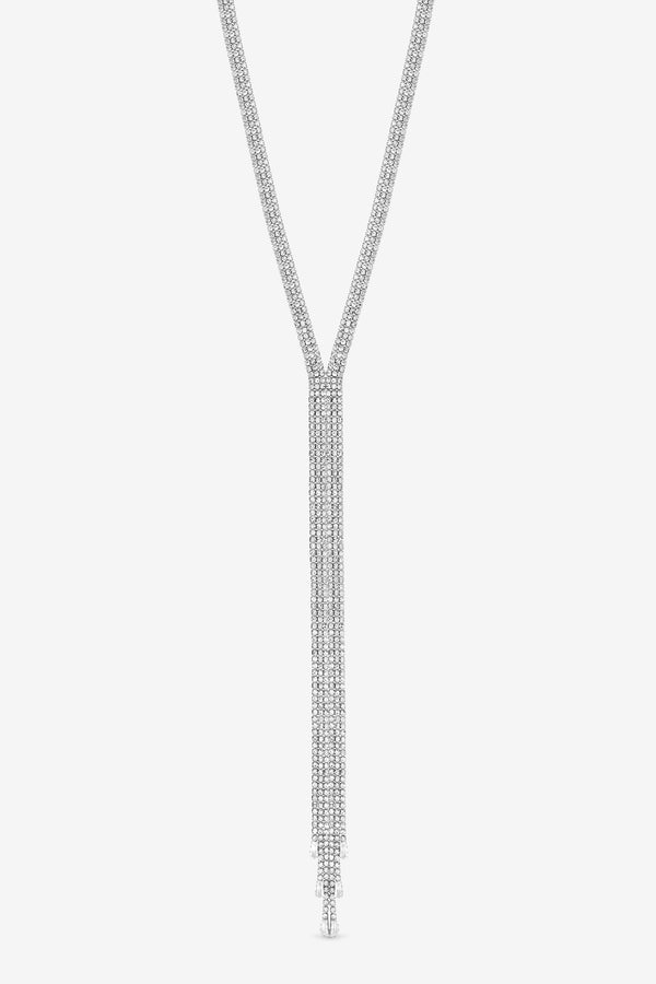 MOOD SILVER CRYSTAL LARIAT NECKLACE