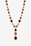 MOOD GOLD PLATE AND RED TONAL STONE Y DROP NECKLACE