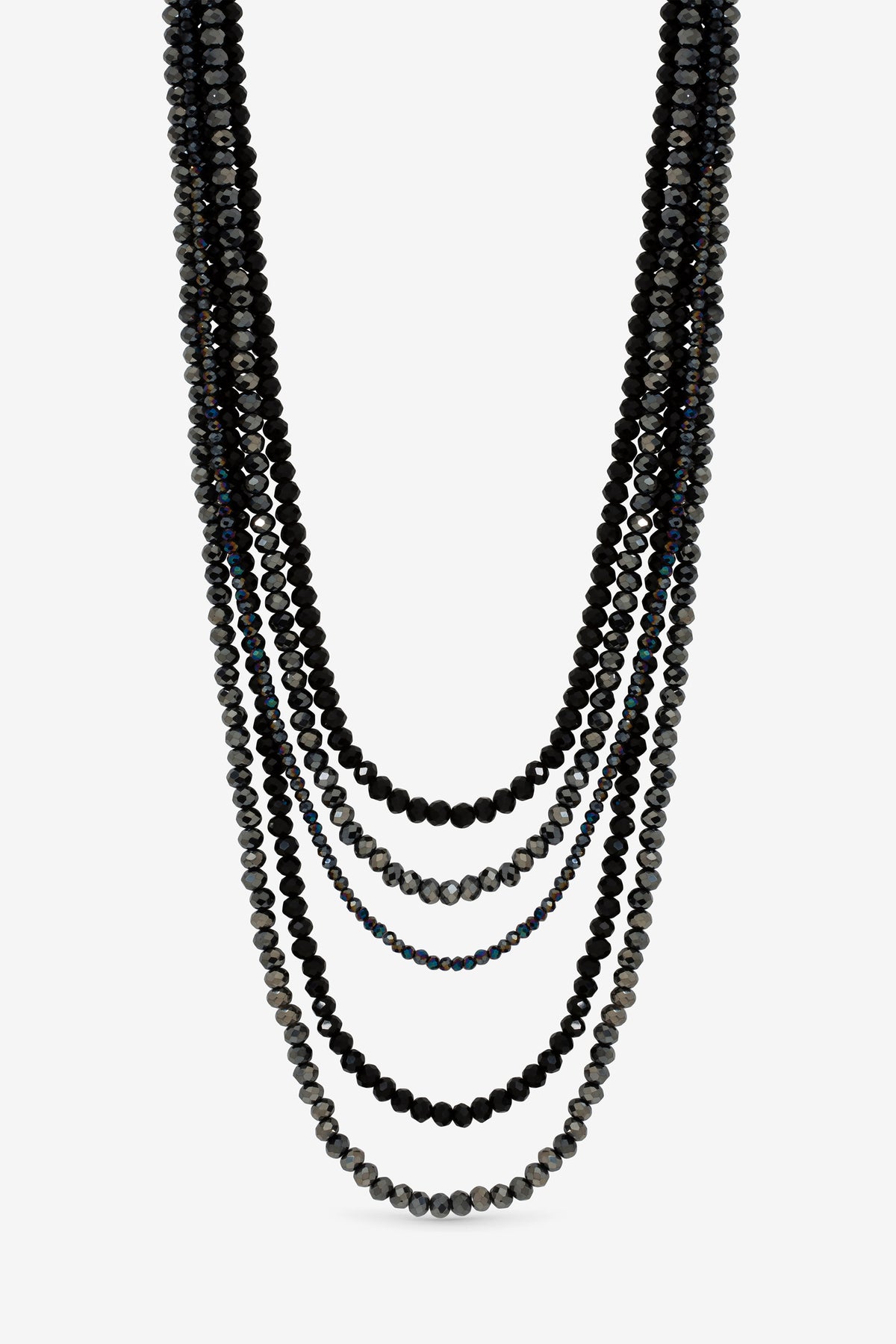 Mood Jet Beaded Multirow Necklace