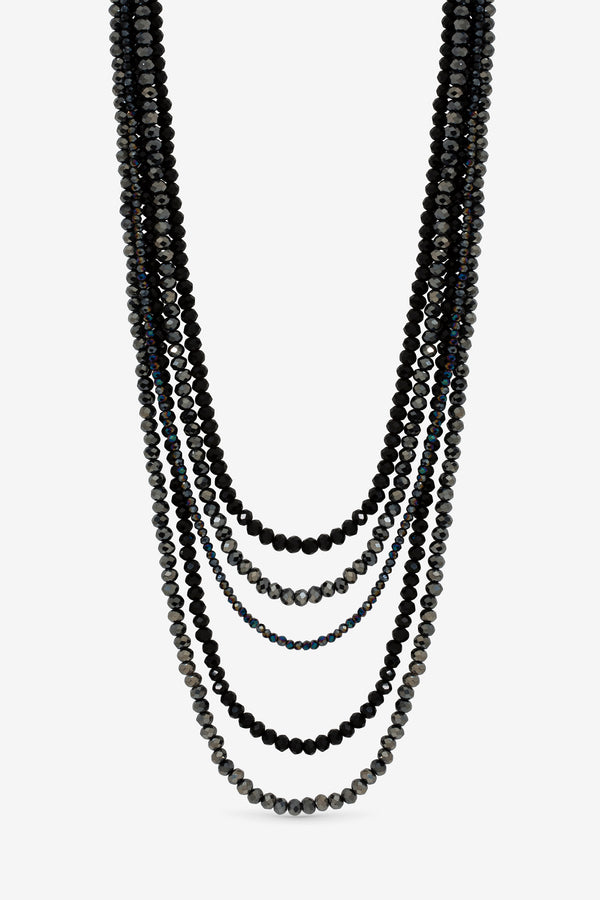 Mood Jet Beaded Multirow Necklace