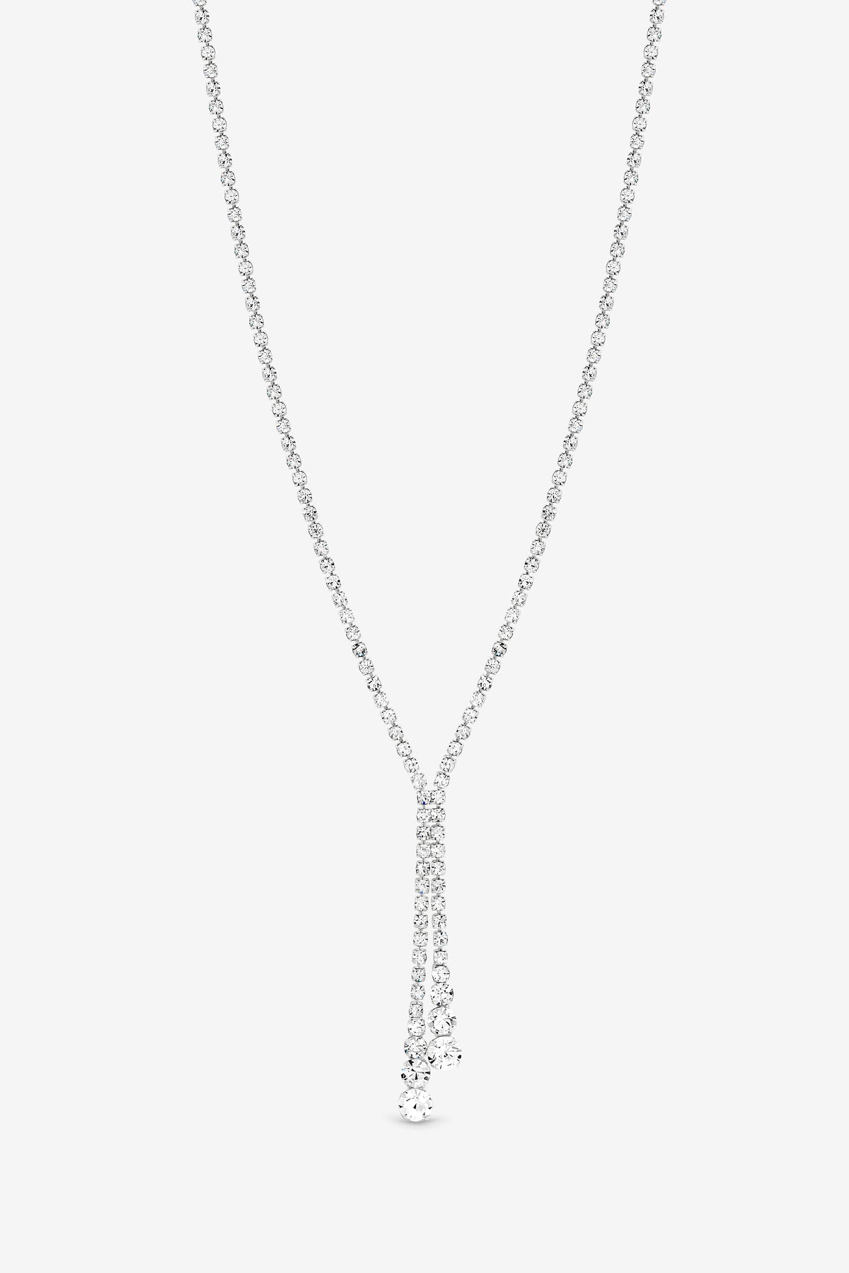 Mood Silver Plated Crystal Y Drop Necklace