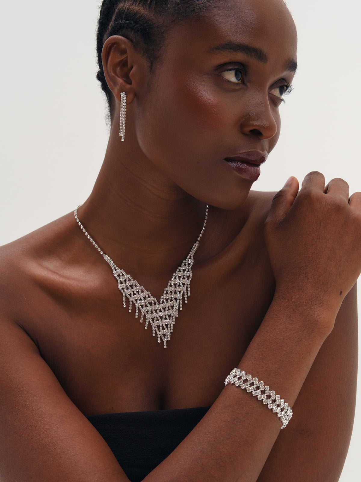 Mood Silver Crystal Three Piece Diamante Set