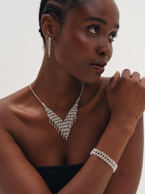 Mood Silver Crystal Three Piece Diamante Set