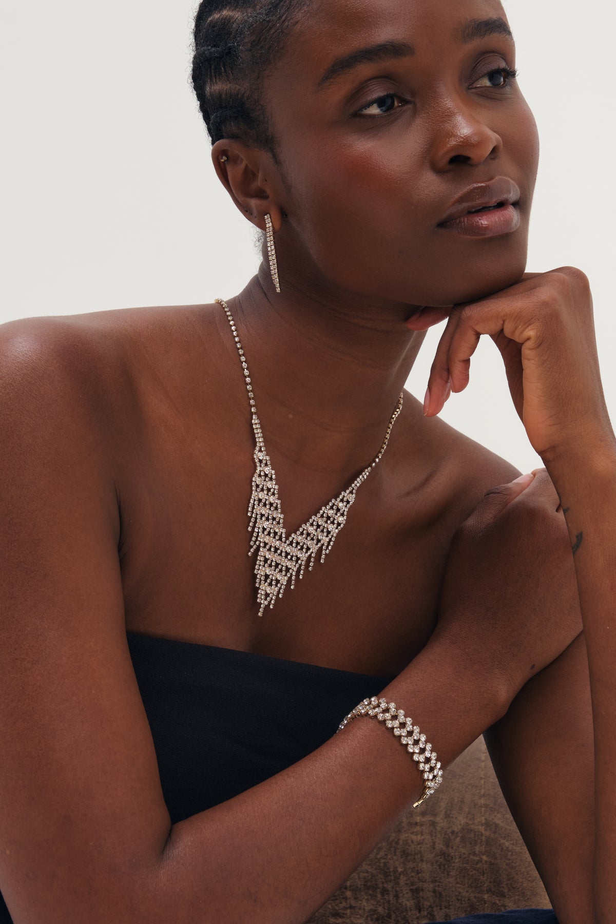 Mood Gold Crystal Three Piece Diamante Set
