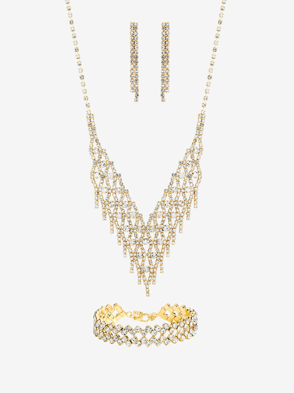 Mood Gold Crystal Three Piece Diamante Set