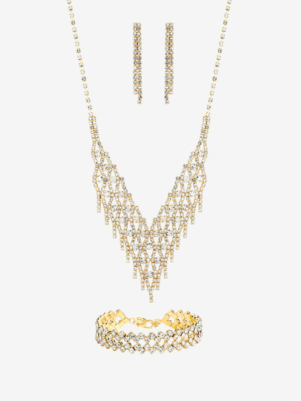 Mood Gold Crystal Three Piece Diamante Set