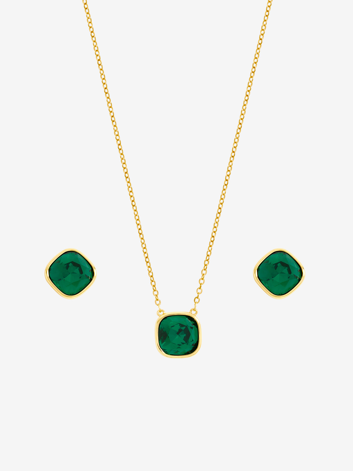 Mood Gold Plated And Emerald Two Piece Set