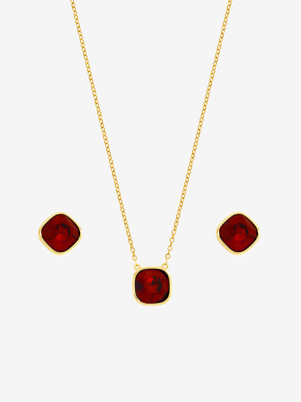 Mood Gold Plated And Ruby Two Piece Set