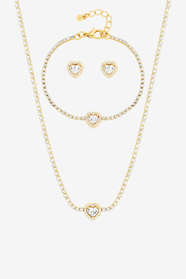 Mood Gold Plated and Crystal Heart Set
