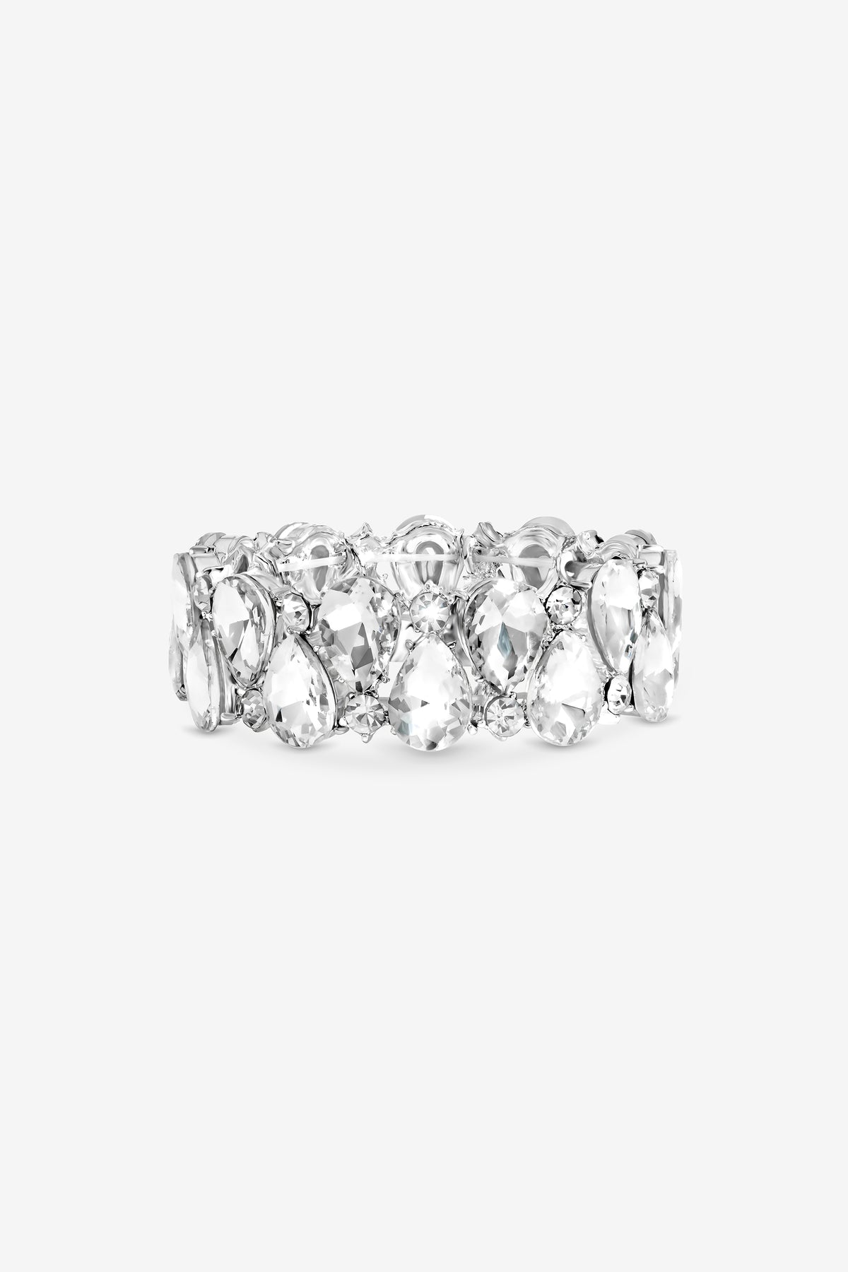 MOOD SILVER PLATE AND CRYSTAL PEAR  STRETCH BRACELET