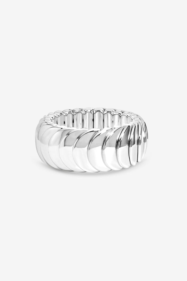 MOOD SILVER PLATE AND POLISHED STATEMENT STRETCH BRACELET