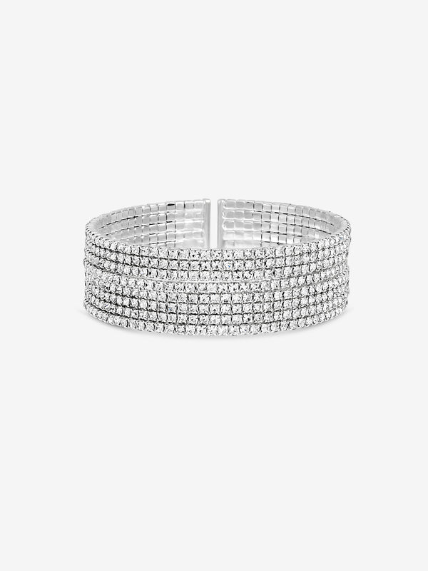 Mood Silver Crystal Cuff Bracelet
