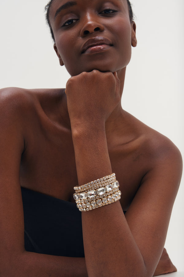 MOOD SILVER CRYSTAL  STATEMENT MULTI PACK BRACELET