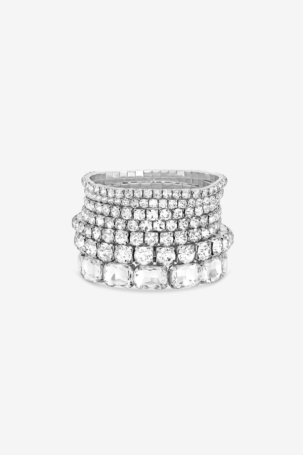 MOOD SILVER CRYSTAL  STATEMENT MULTI PACK BRACELET