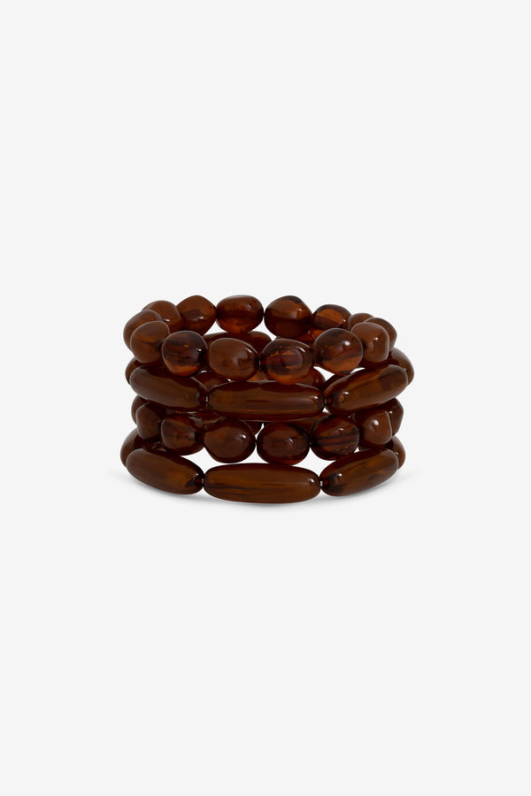 MOOD BROWN BEADED MULTIROW STRETCH BRACELET PACK