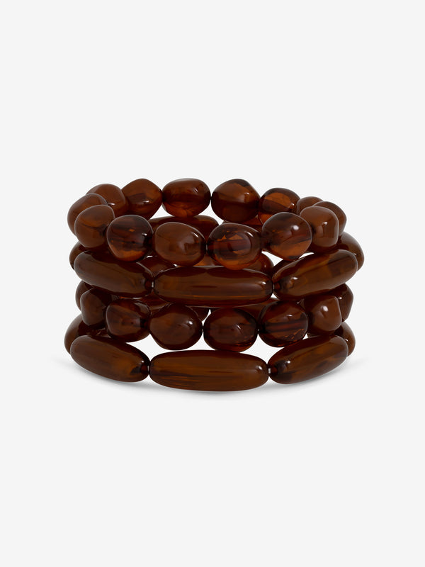 Mood Tortoiseshell Beaded Multirow Stretch Bracelet - Pack Of 4