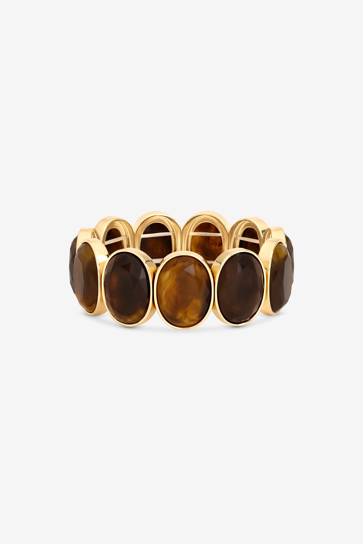 MOOD GOLD PLATE BROWN STATEMENT STRETCH BRACELET