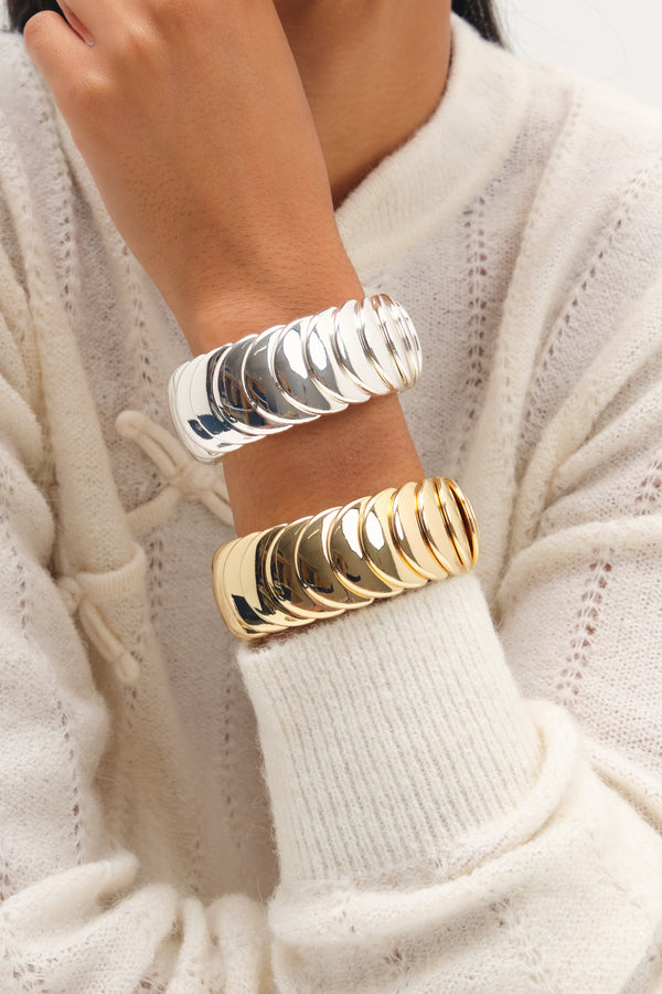 Mood Gold Plated And Polished Statement Stretch Bracelet