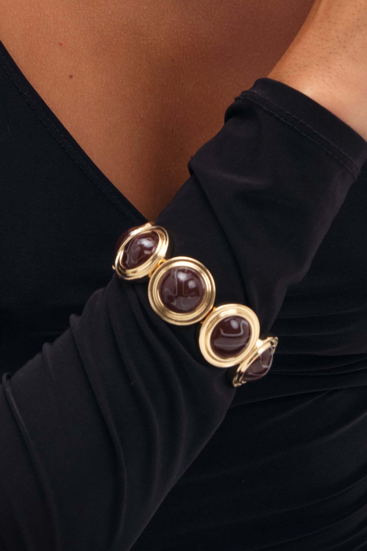 MOOD GOLD PLATE RESIN STRETCH BRACELET