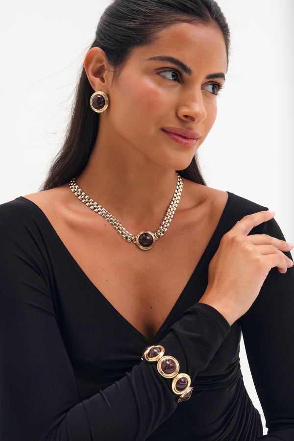 MOOD GOLD PLATE RESIN STRETCH BRACELET