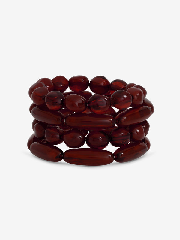 Mood Burgundy Beaded Multirow Stretch Bracelet - Pack Of 4