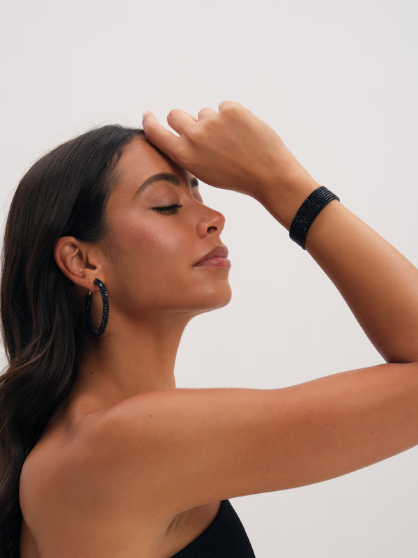 Mood Jet Crystal Cuff Bracelet