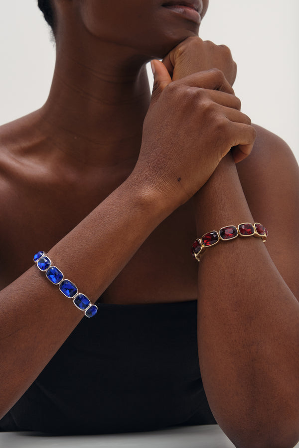 MOOD GOLD PLATE AND RED STRETCH BRACELET