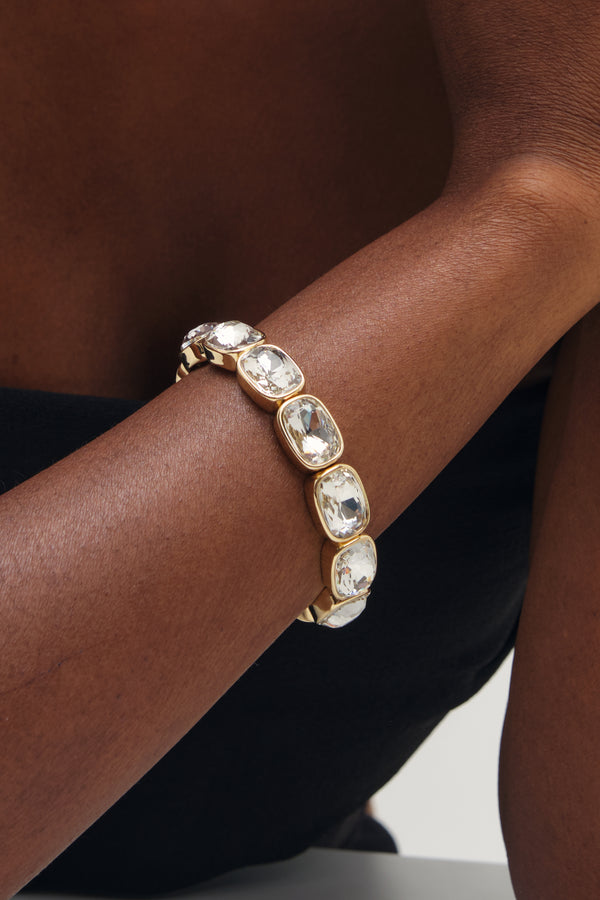 MOOD GOLD PLATE AND CRYSTAL STRETCH BARCELET