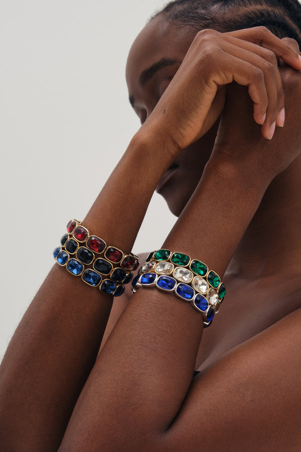 MOOD GOLD PLATE AND EMERALD STRETCH BRACELET