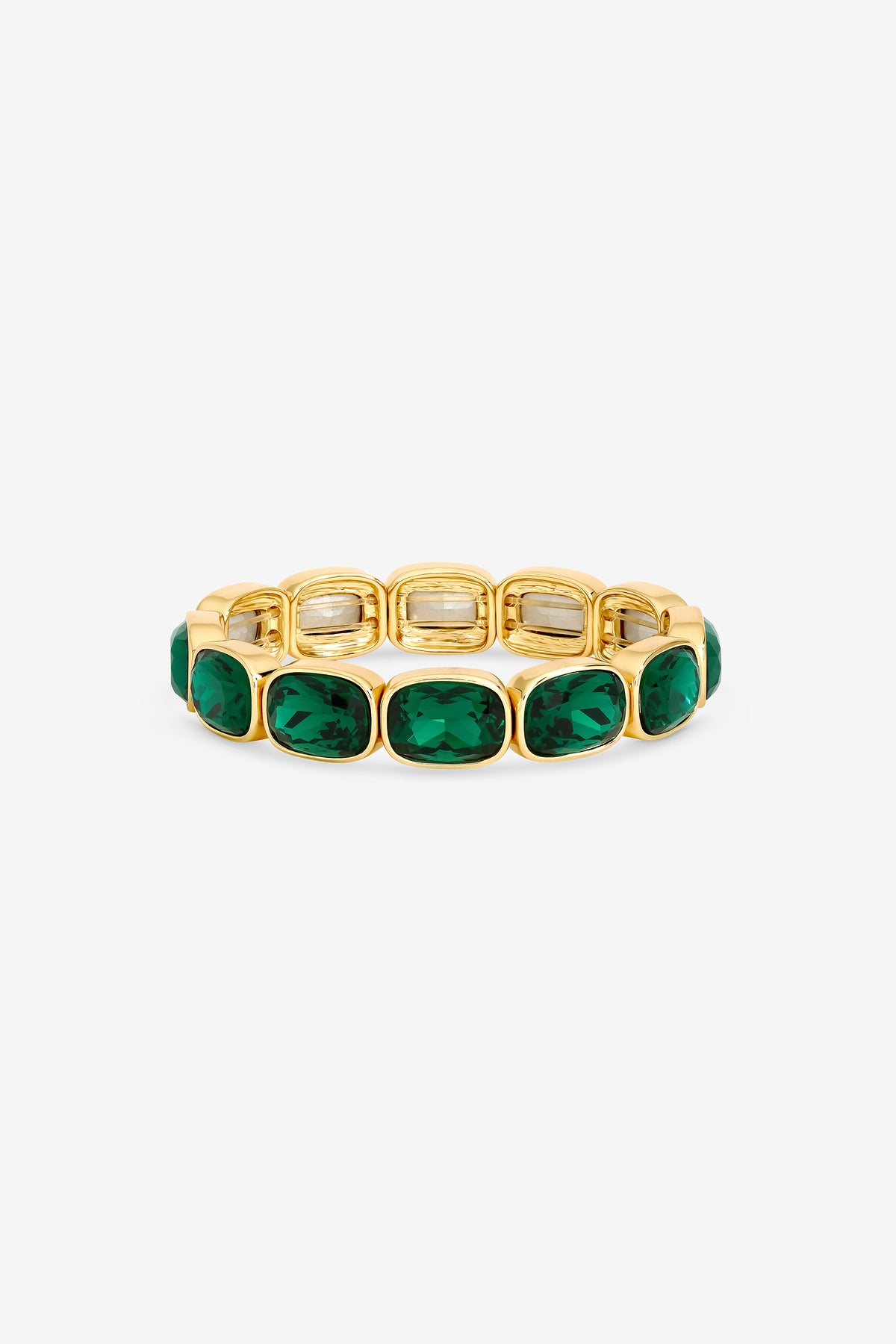MOOD GOLD PLATE AND EMERALD STRETCH BRACELET