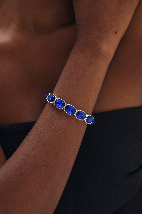 MOOD GOLD PLATE AND BLUE STRETCH BARCELET