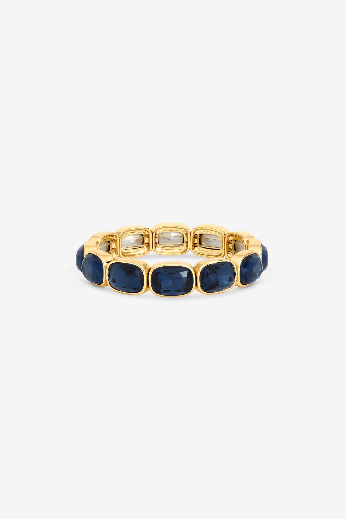 MOOD GOLD PLATE AND BLUE STRETCH BARCELET