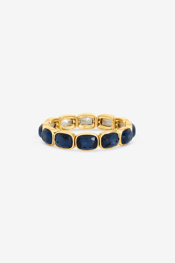MOOD GOLD PLATE AND BLUE STRETCH BARCELET