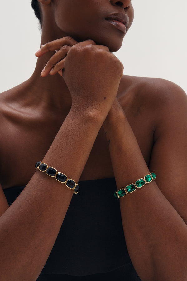 MOOD GOLD PLATE AND JET STRETCH BARCELET