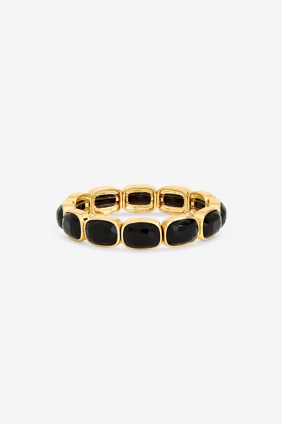 MOOD GOLD PLATE AND JET STRETCH BARCELET