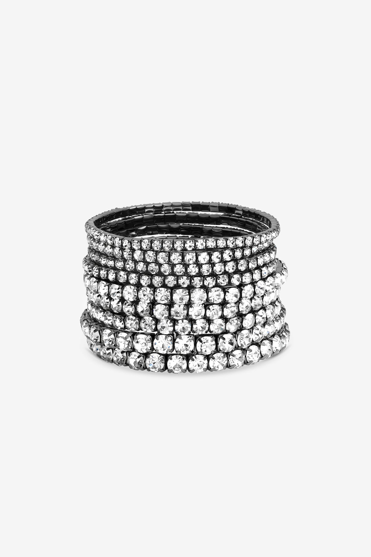 Mood Hematite and Crystal Multirow Bracelets - Pack Of 9