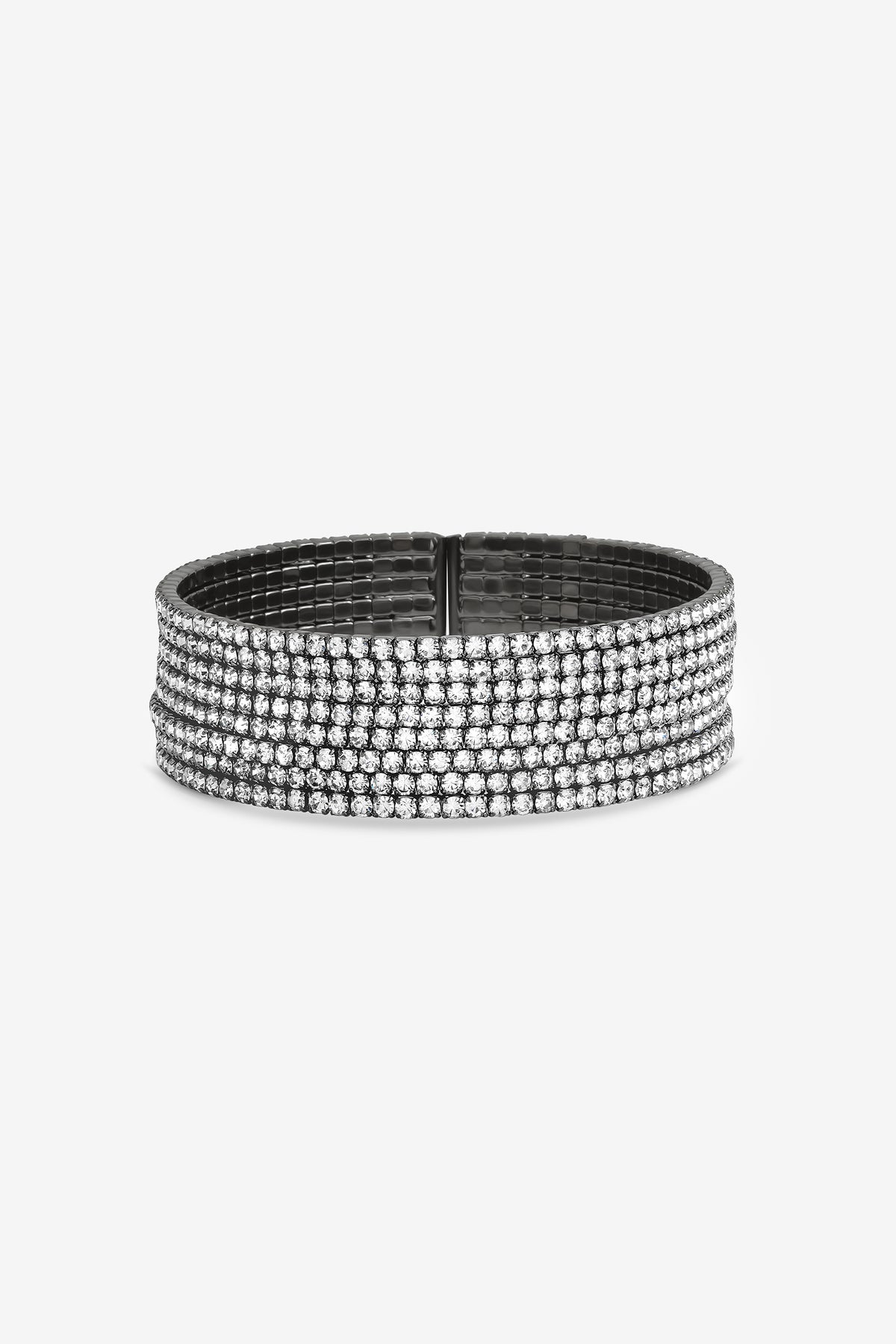 Mood Hematite and Crystal Multirow Cuff Bracelet