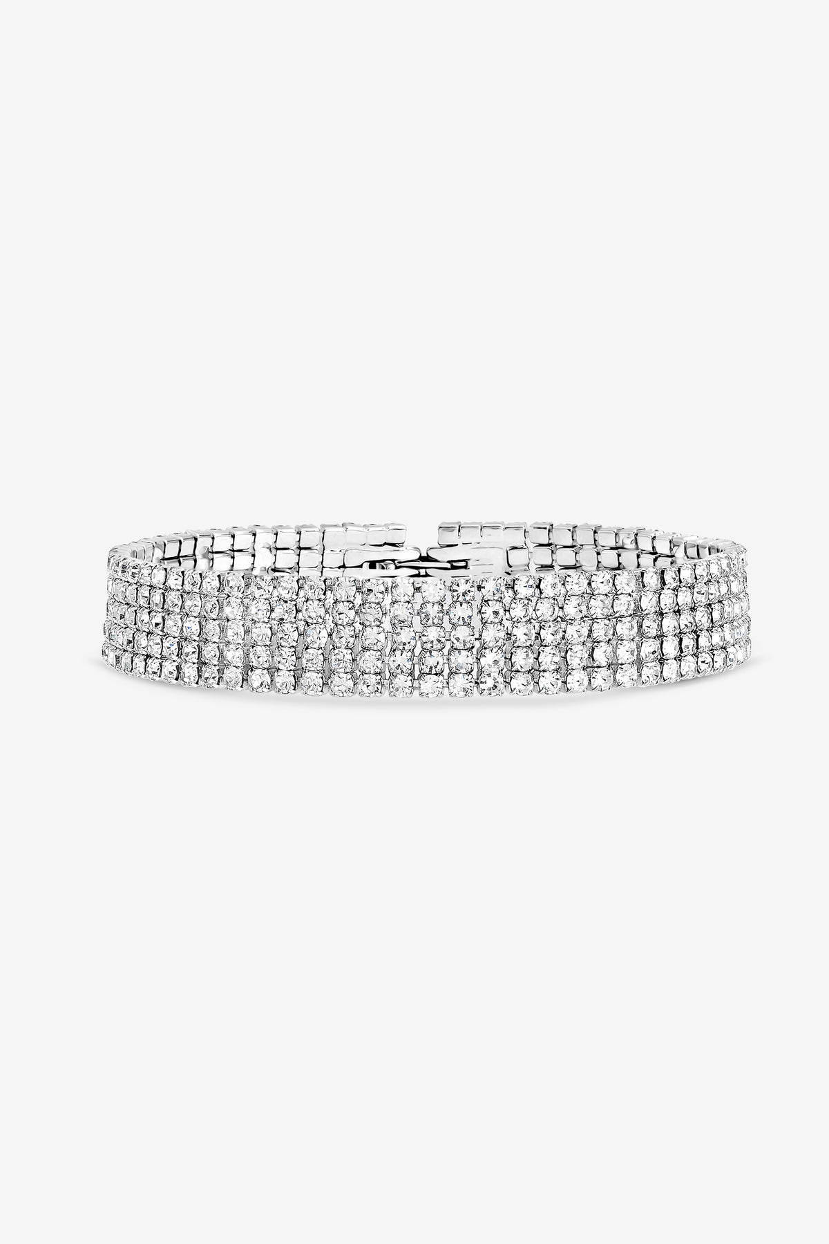 Mood Silver Plated and Crystal Multirow Bracelet