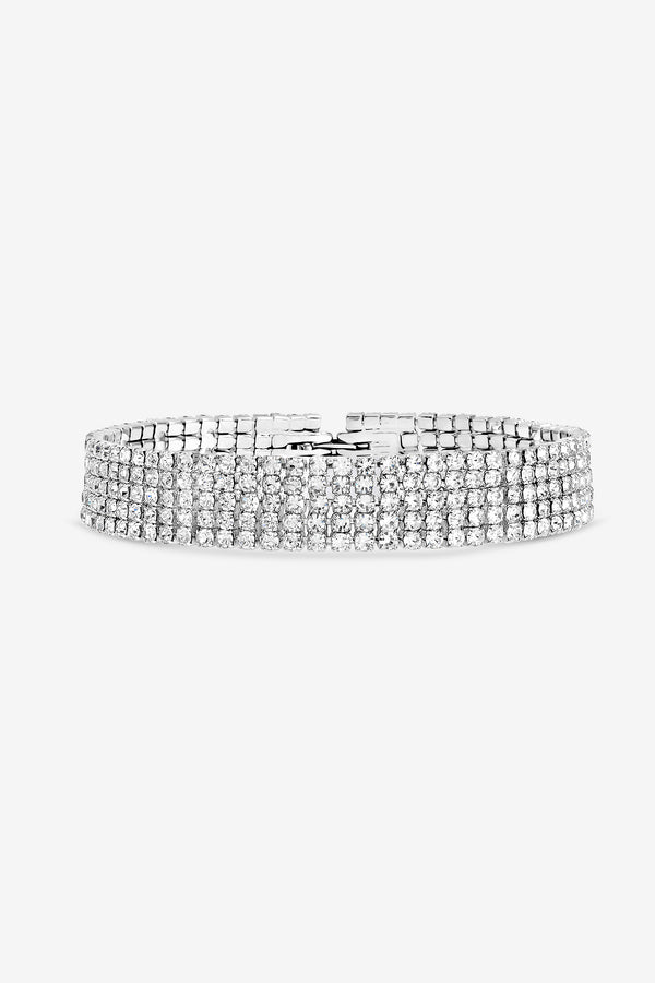Mood Silver Plated and Crystal Multirow Bracelet