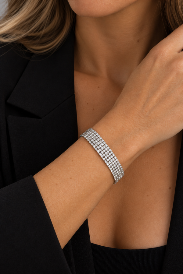 Mood Silver Plated and Crystal Multirow Bracelet
