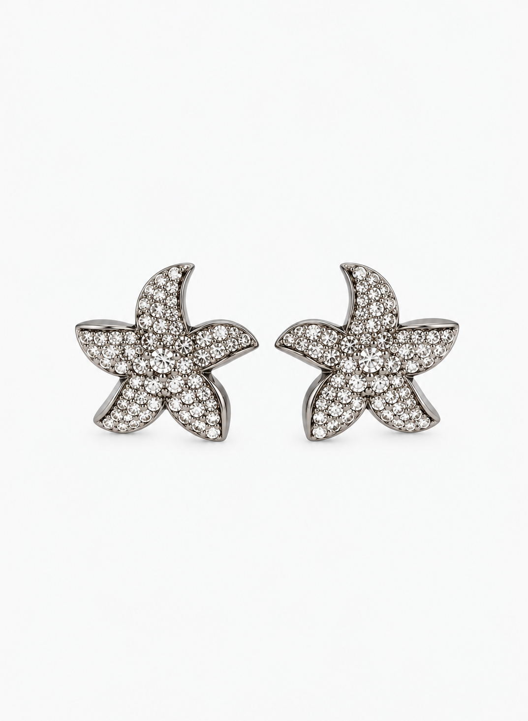 Mood Hematite Statement Flower Stud Earrings