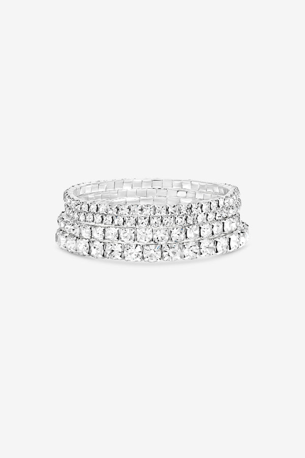 Mood Silver Plated Crystal Multipack Bracelet - Pack of 4