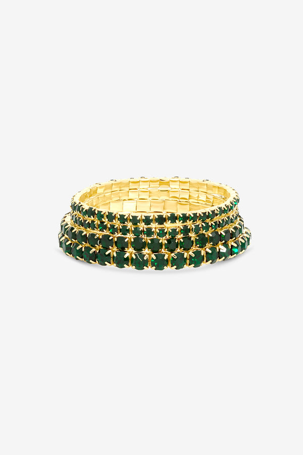 Mood Gold Plated Emerald Crystal Multipack Bracelet - Pack of 4