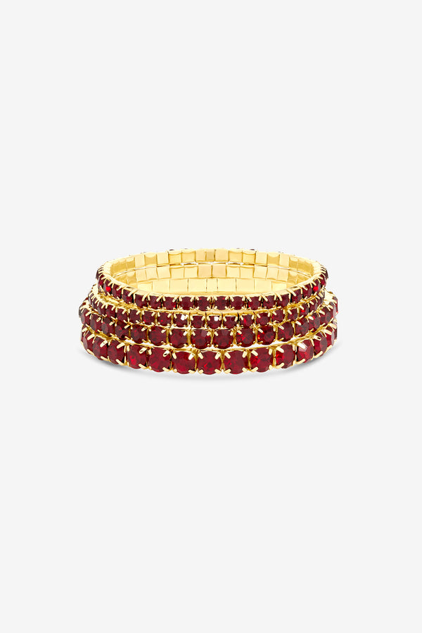Mood Gold Ruby Multipack Stretch Bracelets - Pack of 4