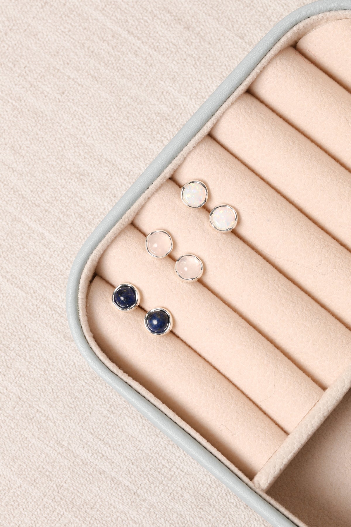 Simply Silver 925 Sterling Silver Round Opal Stud Earrings