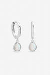 Inicio Sterling Silver Opal Peardrop Charm Hoops