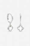 Inicio Sterling Silver Crystal Clover Charm Huggie Hoops