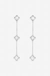 Inicio Sterling Silver Plated Crystal Fine Triple Clover Drop Earrings